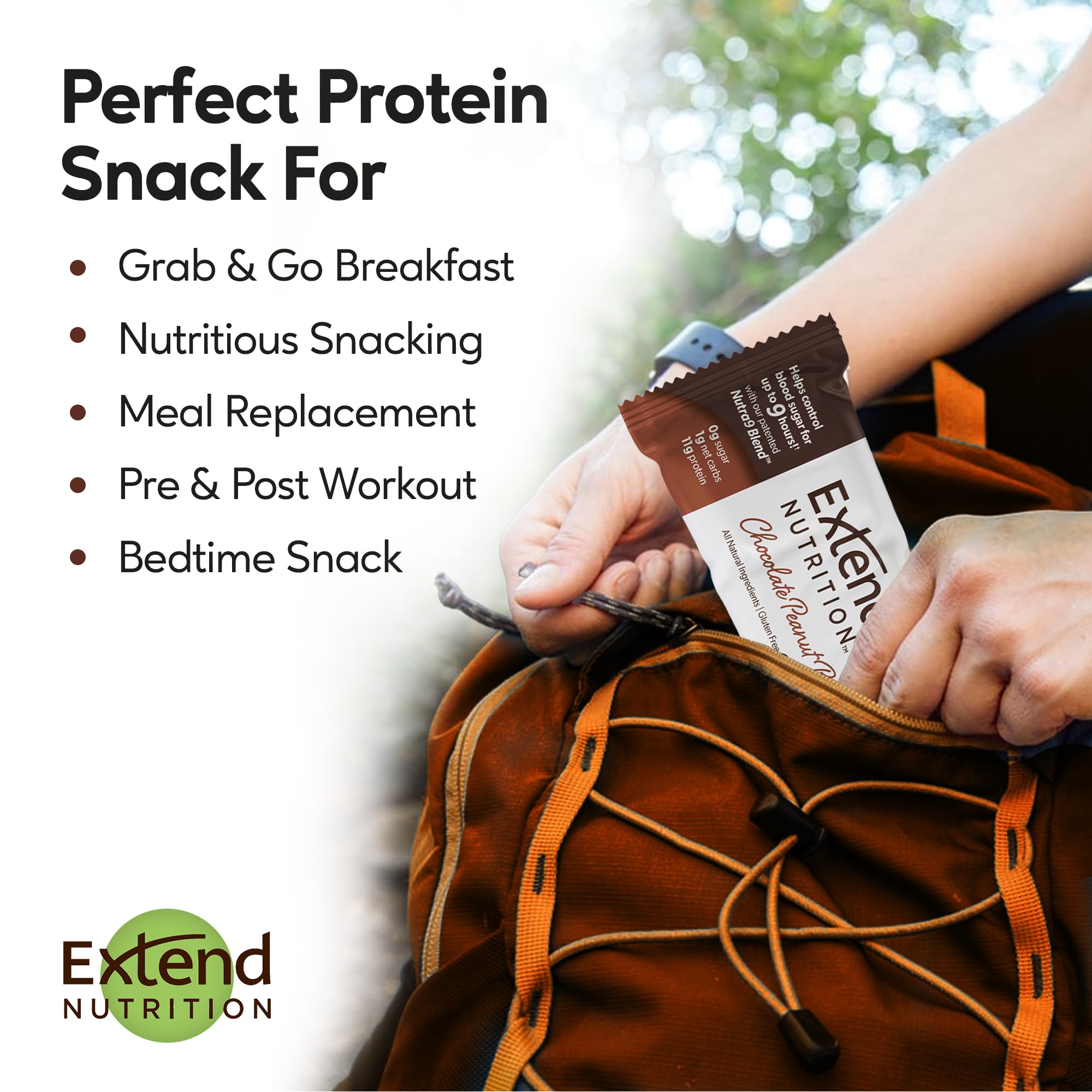Extend Bar etiqueta nutricional con valores que ayudan a controlar carbohidratos