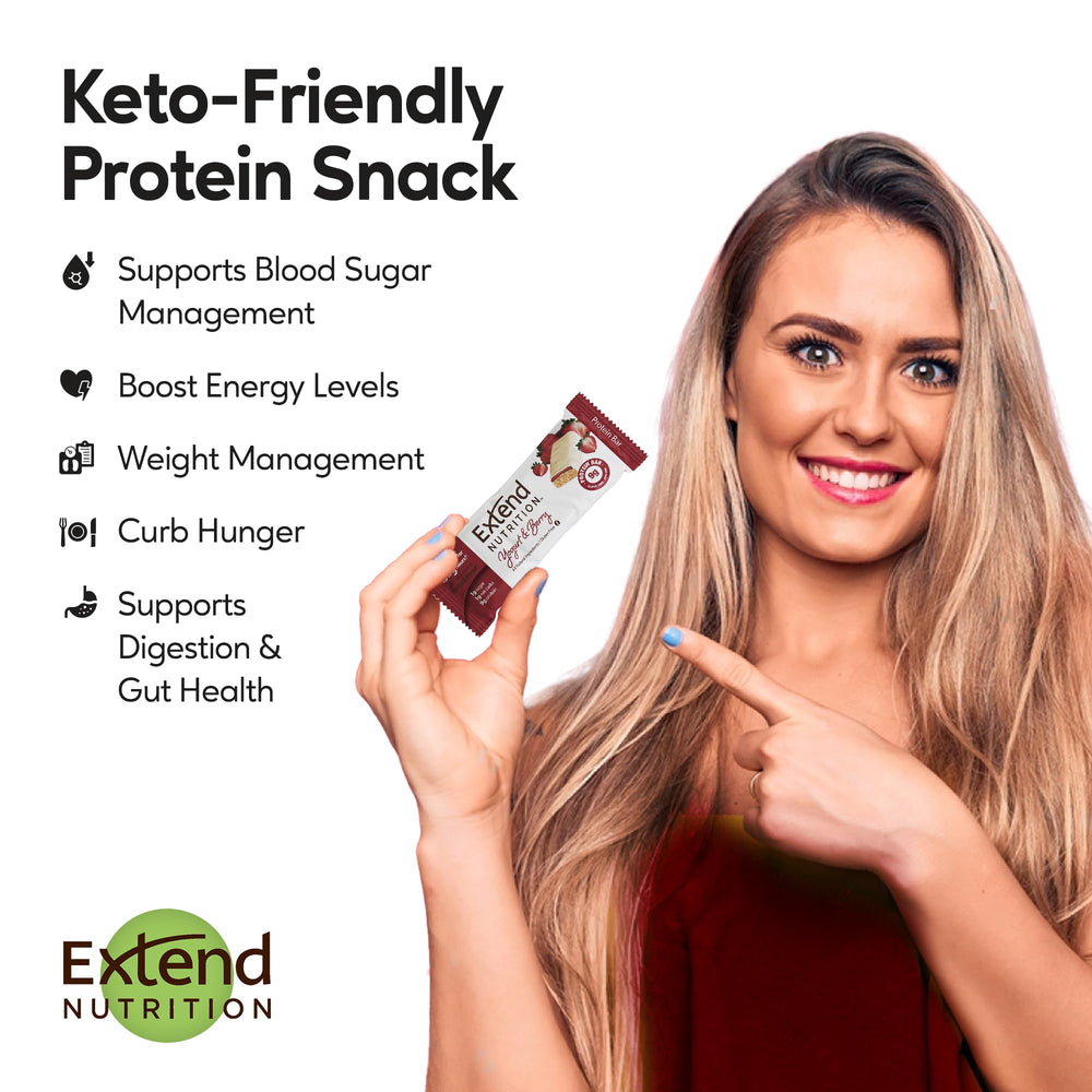 Extend Bar Chocolate Peanut Butter mostrando combinación de cacao y cacahuete Extend Bar