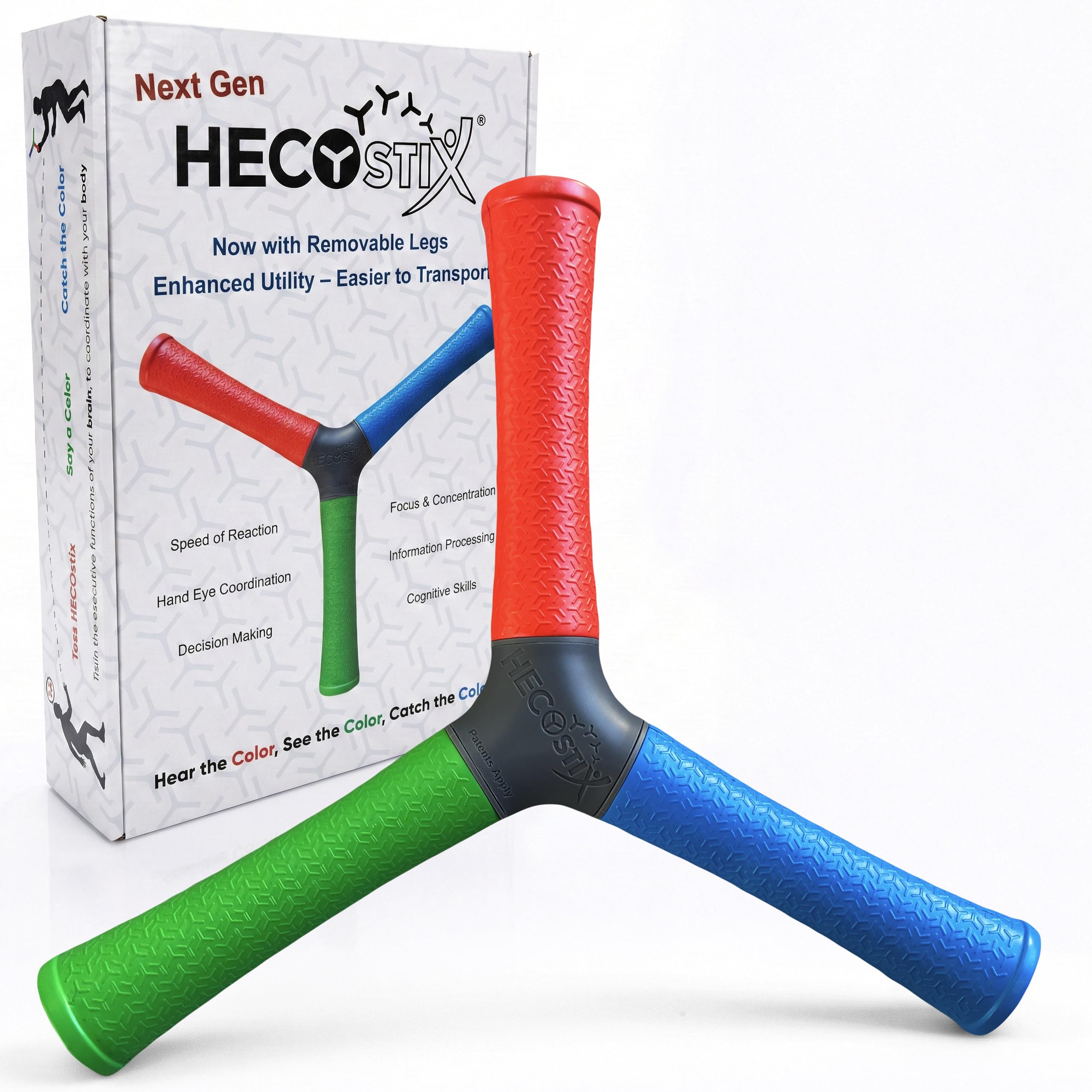 Eye On Ball HECOstix vista frontal muestra colores vibrantes y diseño portátil para entrenamiento