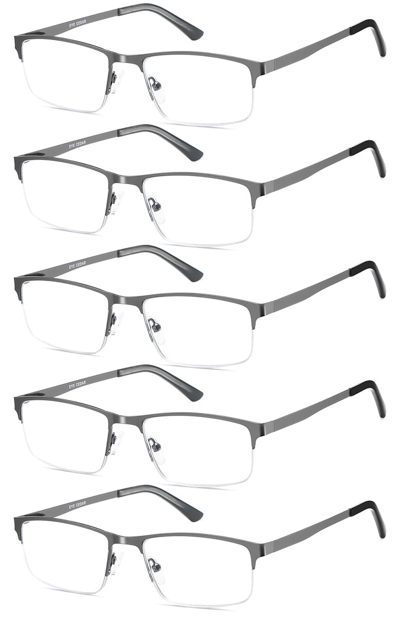 EYECEDAR frontal pack mostrando cinco pares y diseño metal gunmetal, conveniencia inmediata
