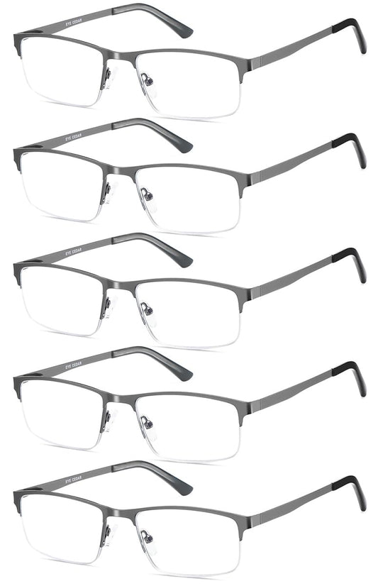 EYECEDAR frontal pack mostrando cinco pares y diseño metal gunmetal, conveniencia inmediata