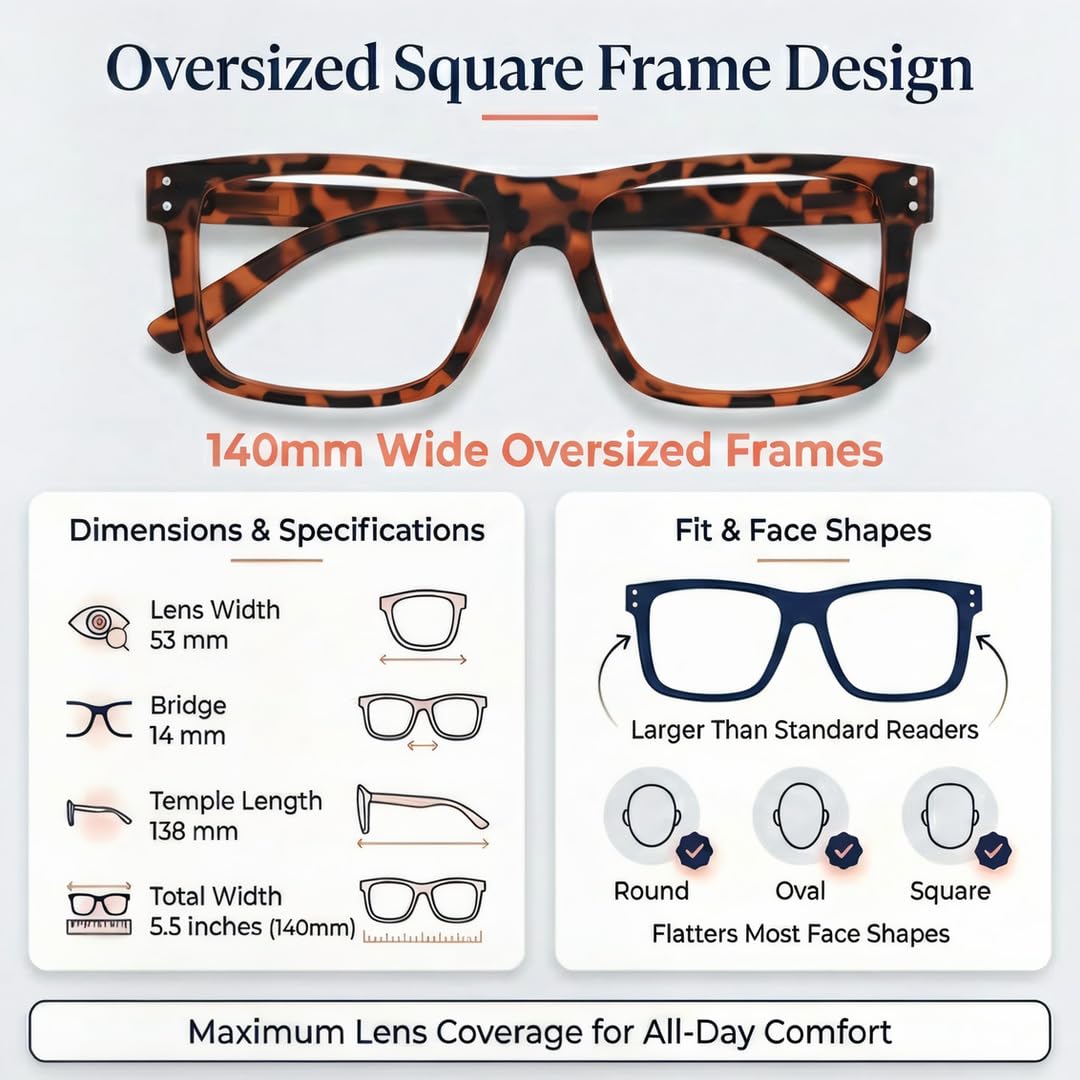 Eyekepper detalle de montura extragrande que brinda cobertura amplia y estilo moderno