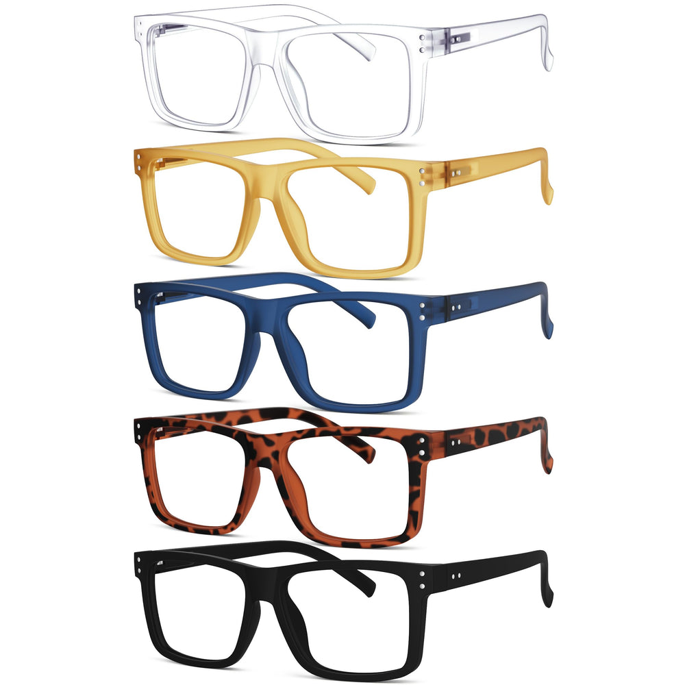 Eyekepper frontal pack cinco gafas mostrando colores y beneficio de disponibilidad inmediata