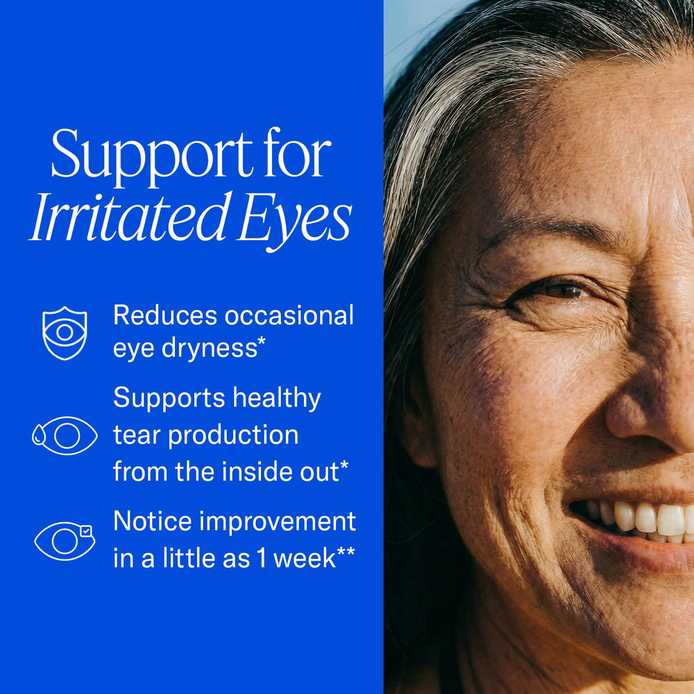 Cápsulas blandas EyePromise EZ Tears en primer plano para fácil ingestión
