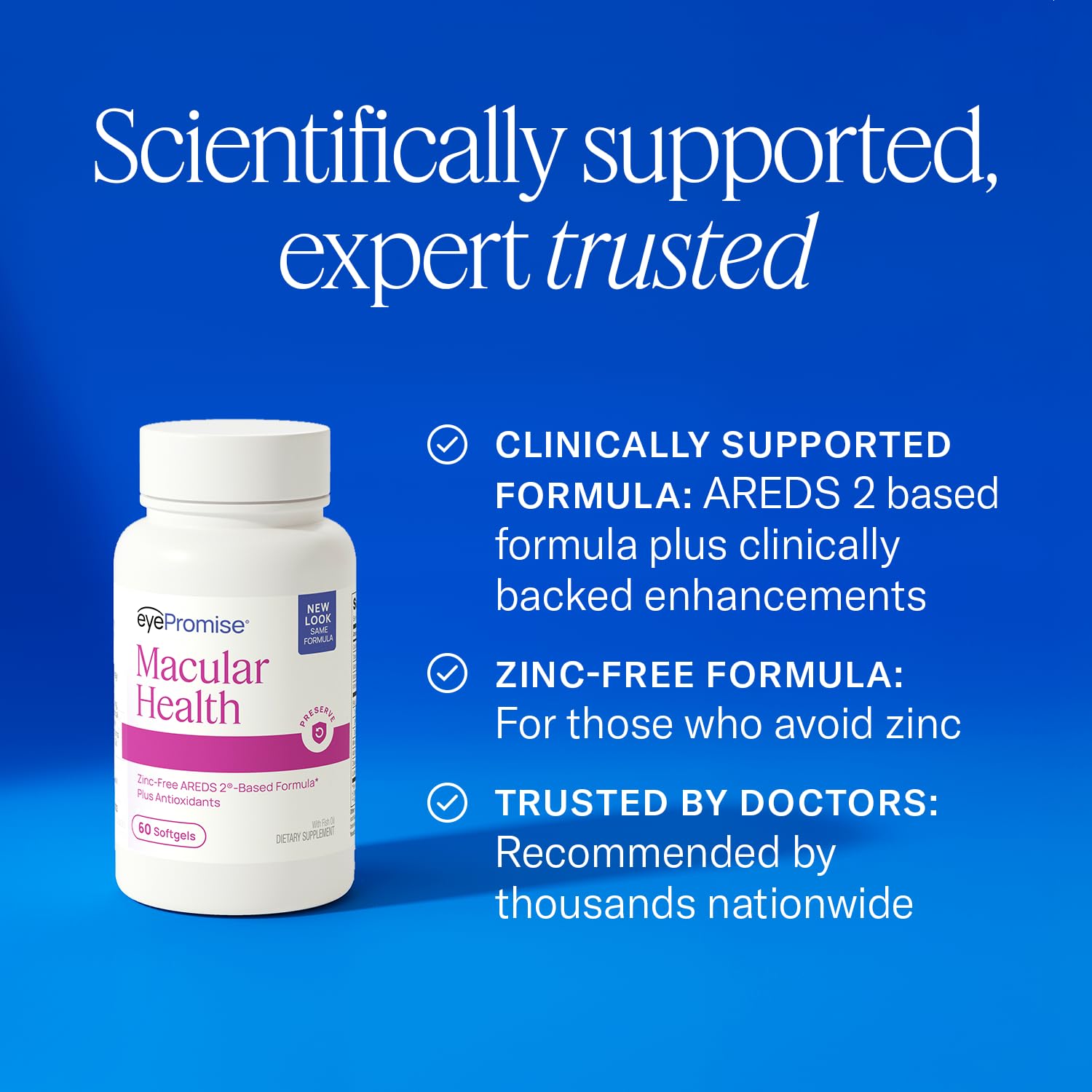 EyePromise envase junto a gafas para enfatizar uso en cuidado visual