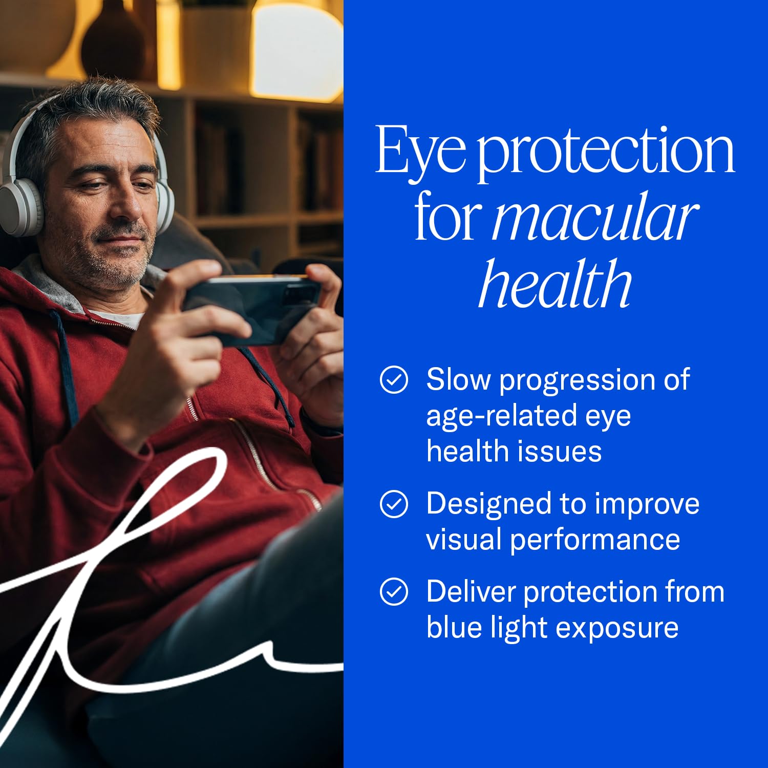 EyePromise tamaño del envase comparado con moneda para referencia