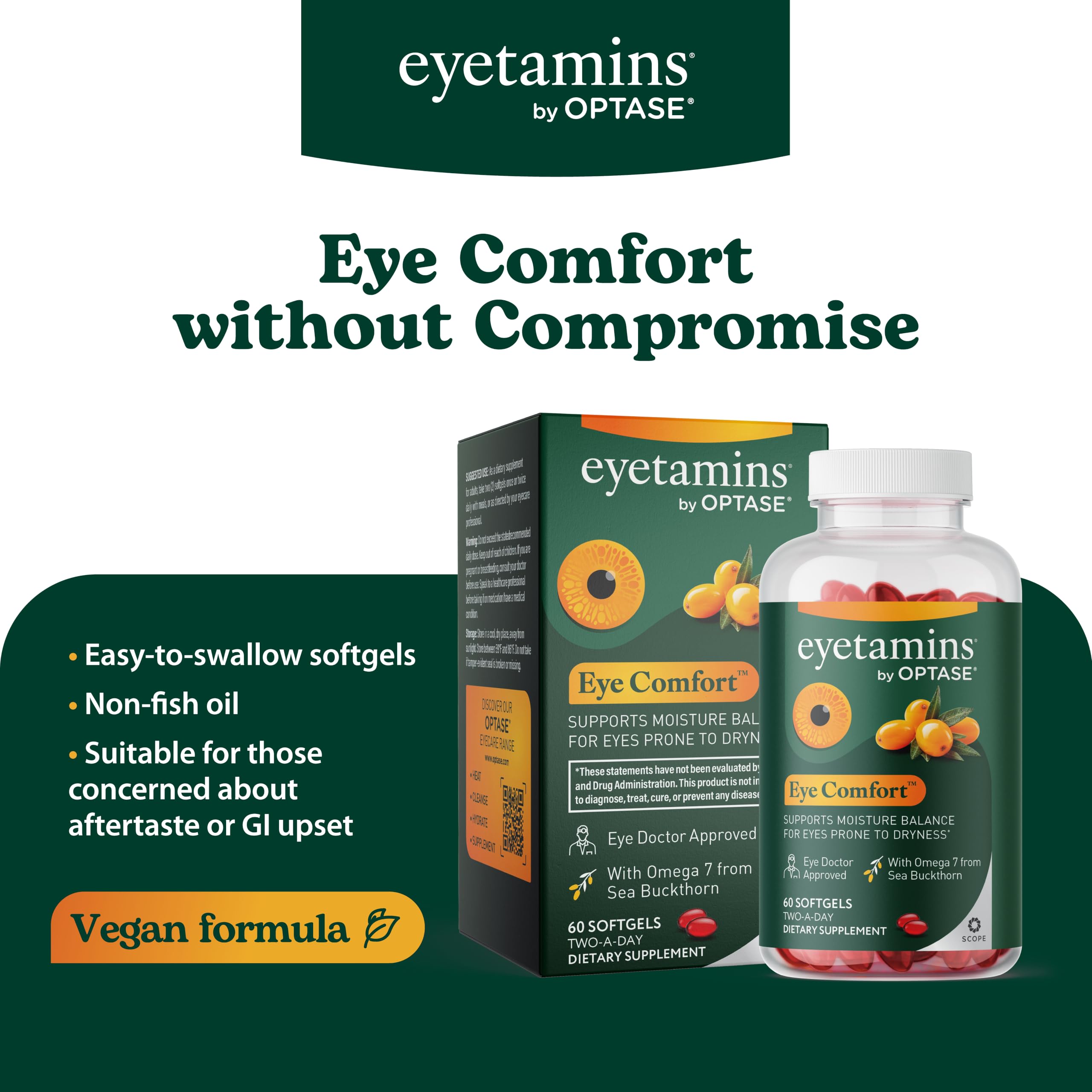 eyetamins cápsula junto a un vaso de agua indicando fácil consumo