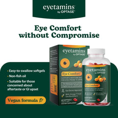 eyetamins cápsula junto a un vaso de agua indicando fácil consumo