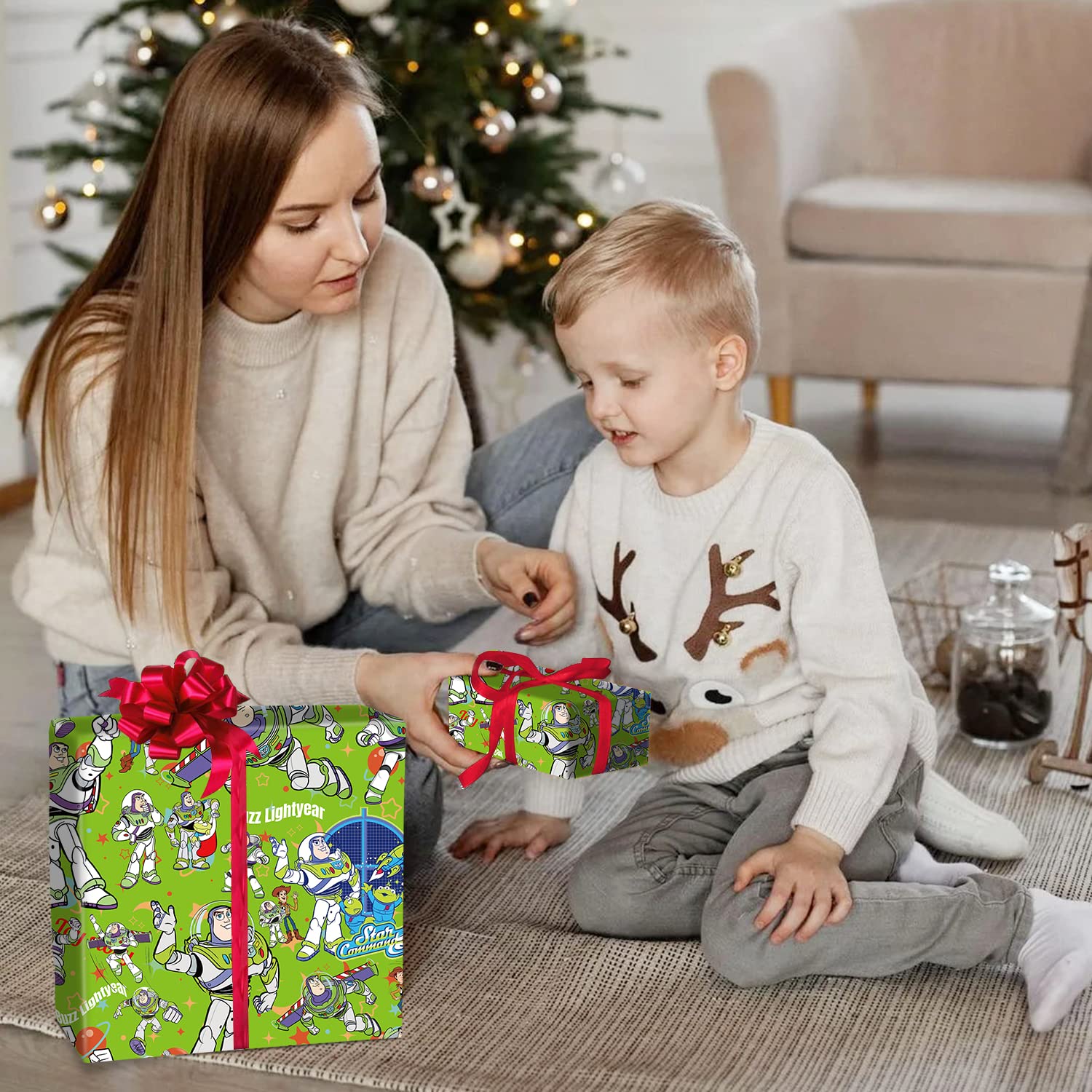 EYQQM ambiente de fiesta infantil con regalos envueltos, efecto festivo ecológico