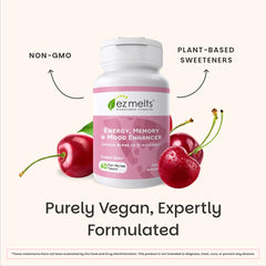 EZ Melts etiqueta de ingredientes lista clara con vitaminas B visibles