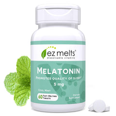 EZ Melts envase frontal mostrando 60 tabletas y beneficios visibles