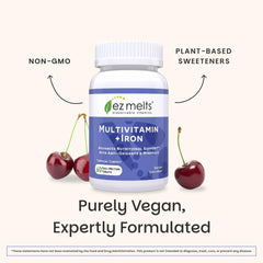 EZ Melts ingredientes clave como vitaminas B y antioxidantes destacados