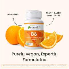 Etiqueta trasera de EZ Melts con lista de ingredientes y beneficios sin gluten ni azúcar