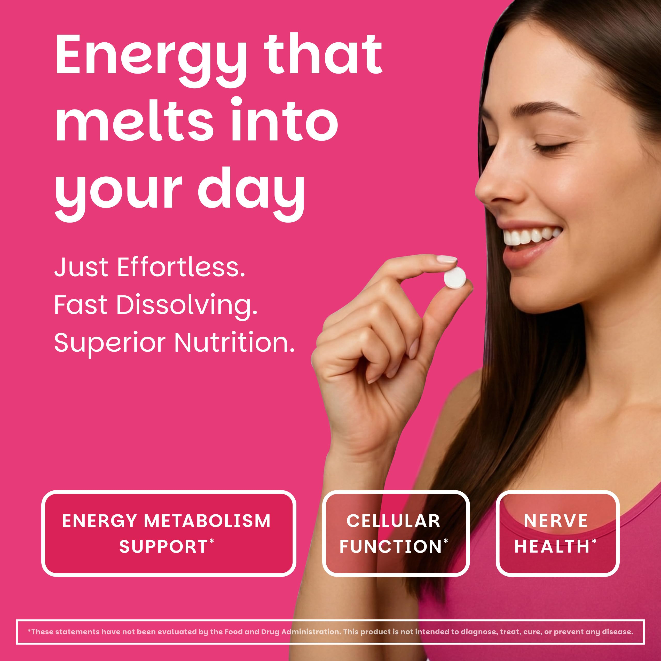 EZ Melts tableta disolviéndose en boca para toma sin agua