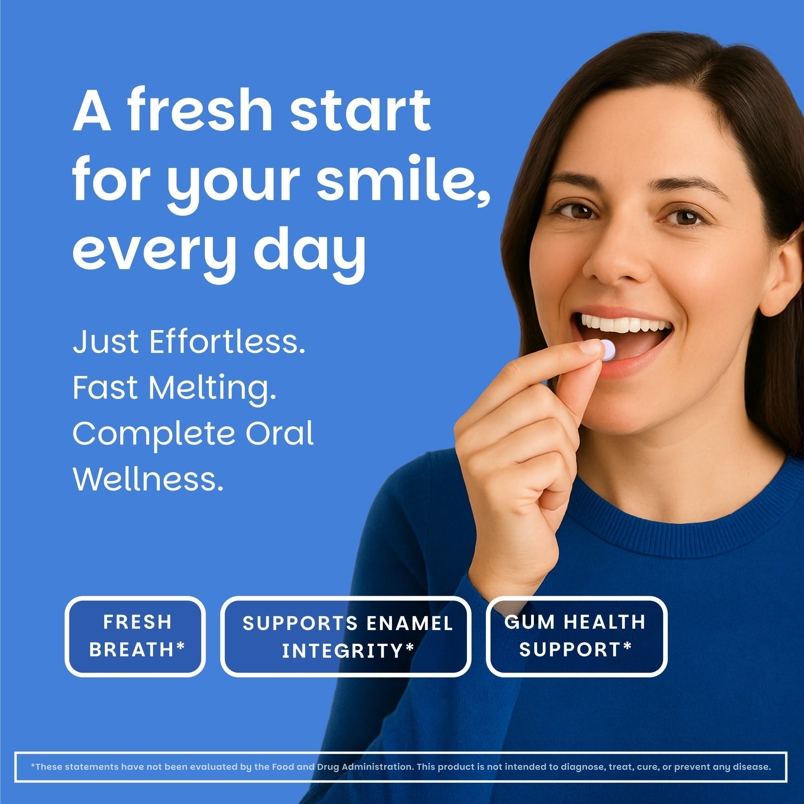 EZ Melts tabletas en la mano, uso diario conveniente.