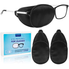 eZAKKA parche ocular frontal empaquetado mostrando color negro y beneficio comodidad