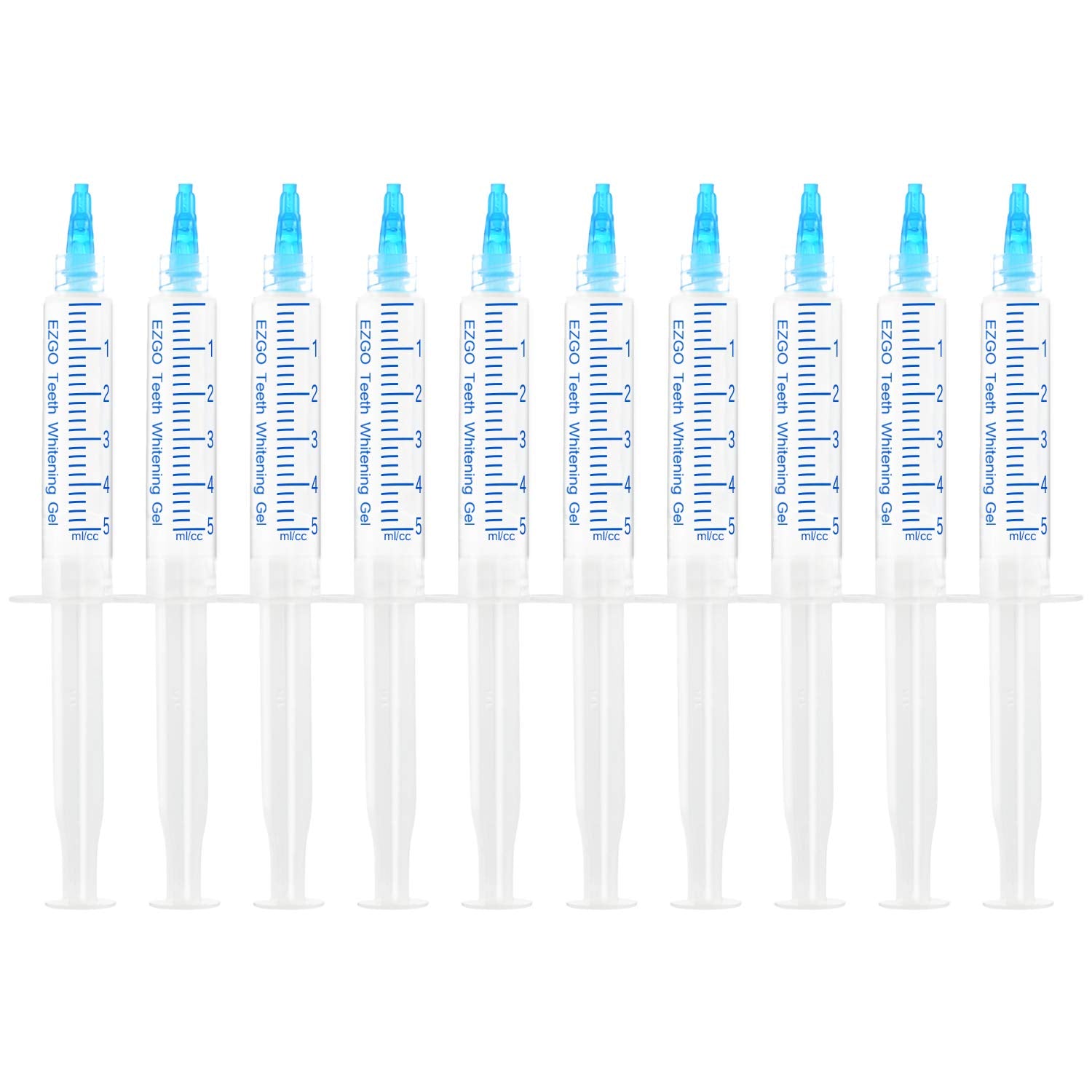 EZGO envase frontal 5ml pack mostrando recargas y beneficio de blanqueo rápido