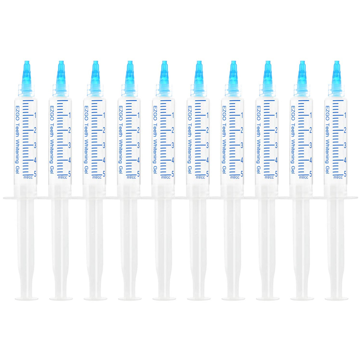 EZGO envase frontal 5ml pack mostrando recargas y beneficio de blanqueo rápido