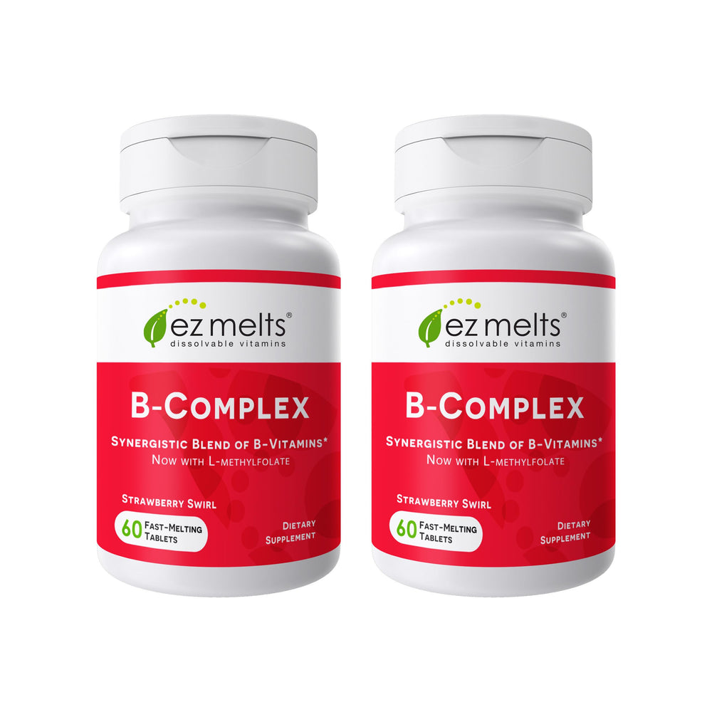 EZ Melts envase frontal con etiqueta clara y formato vegano
