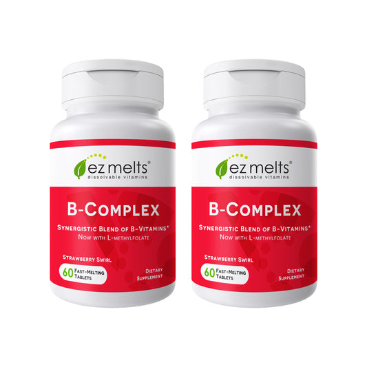 EZ Melts envase frontal con etiqueta clara y formato vegano