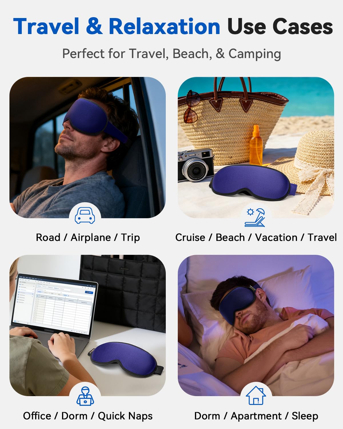 FACEMOON antifaz con funda y tapones incluidos, kit de viaje completo