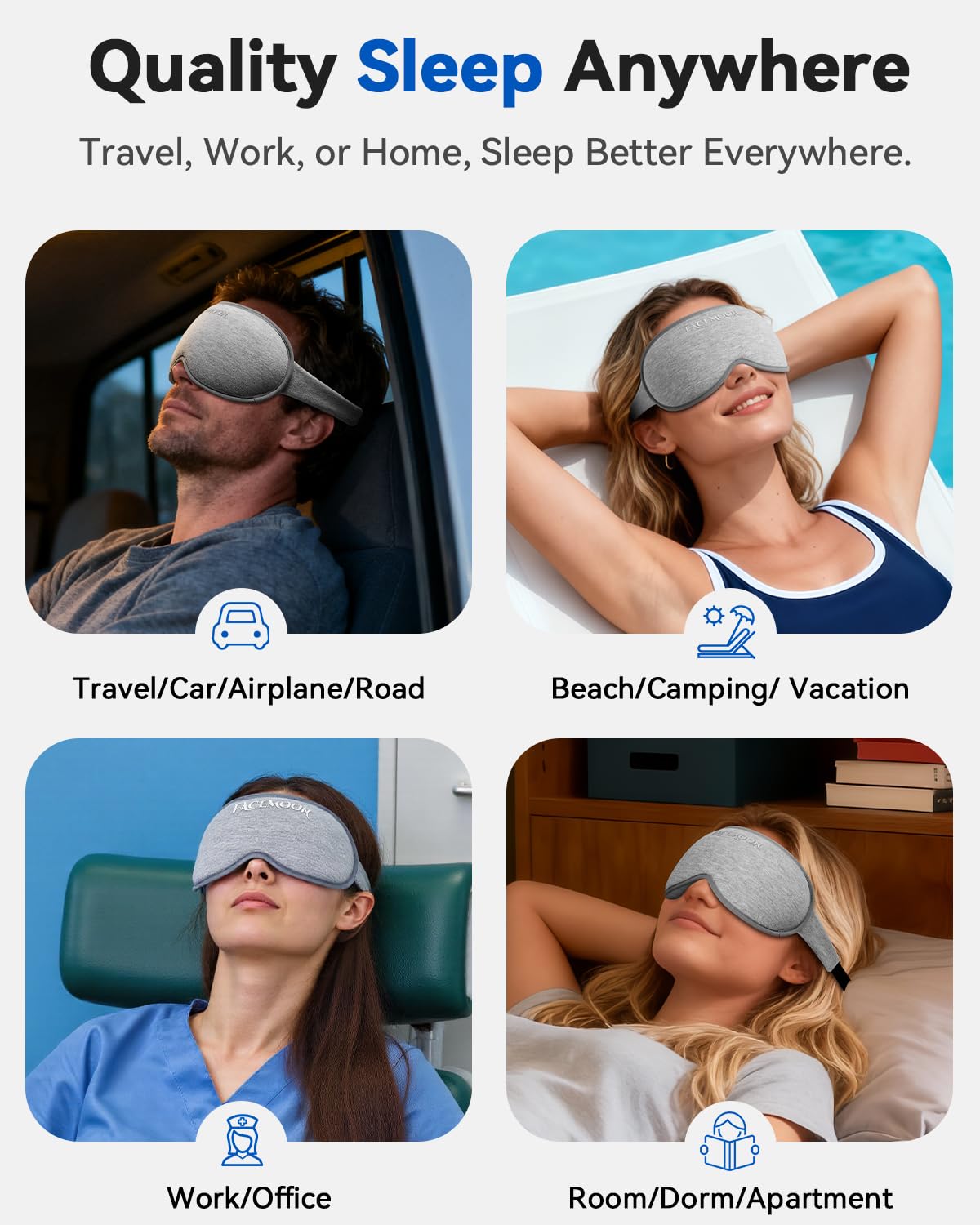 FACEMOON kit con funda y tapones auditivos listo para viaje y almacenamiento