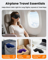 Facemoon persona durmiendo en avión con antifaz para oscuridad inmediata
