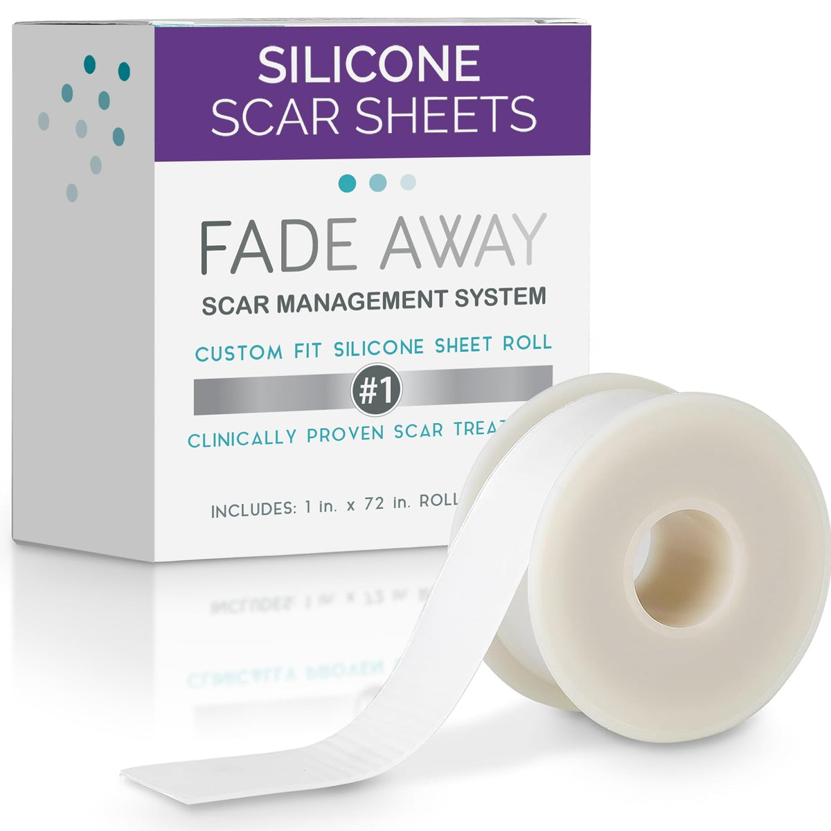 Fade Away empaque frontal mostrando las láminas y beneficios discreción y protección
