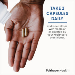 Primer plano de cápsula de Fairhaven Health CountBoost resaltando textura y absorción