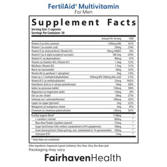 Fairhaven Health detalle de la etiqueta que destaca ingredientes clave y pureza