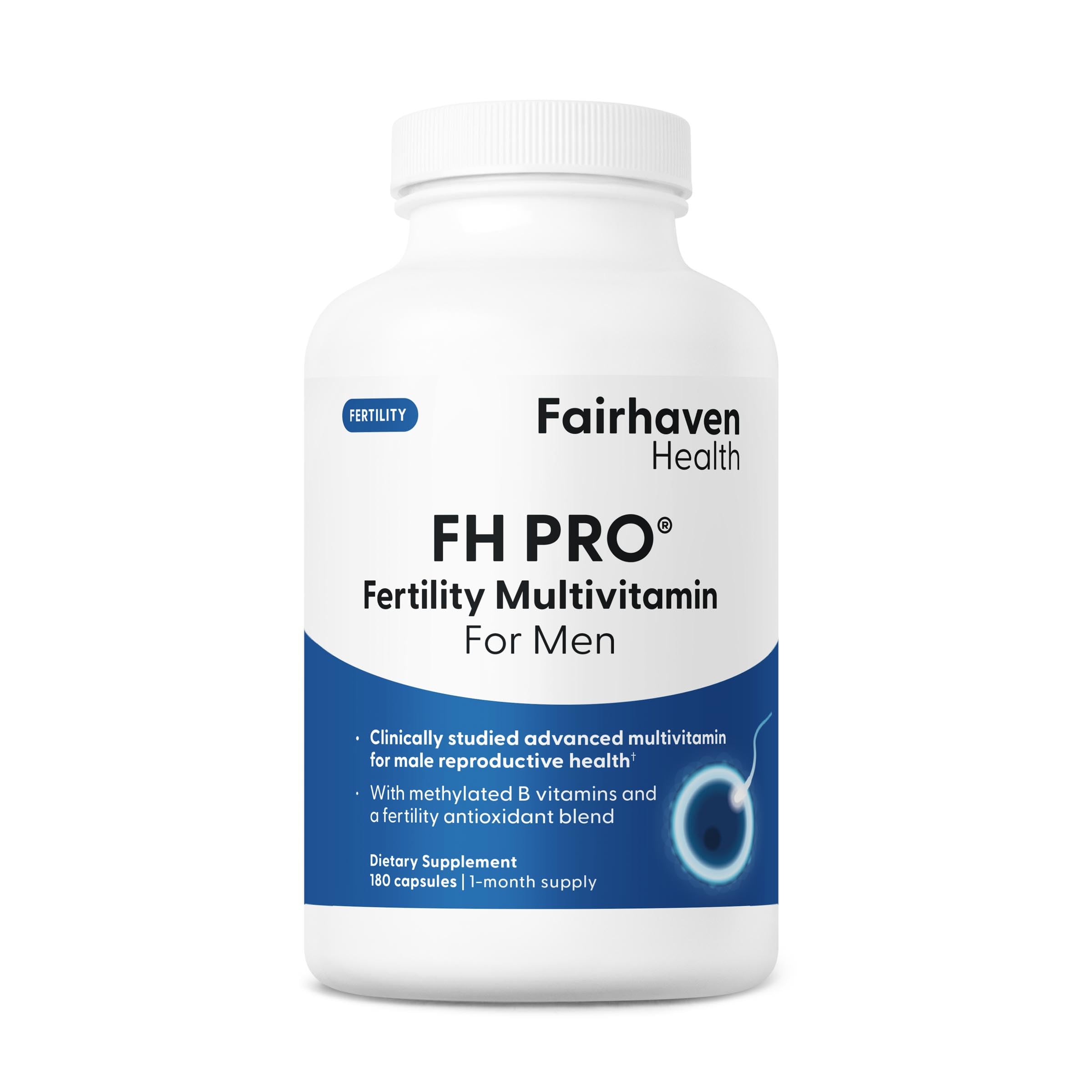 Fairhaven Health frasco frontal mostrando etiqueta clara y beneficios