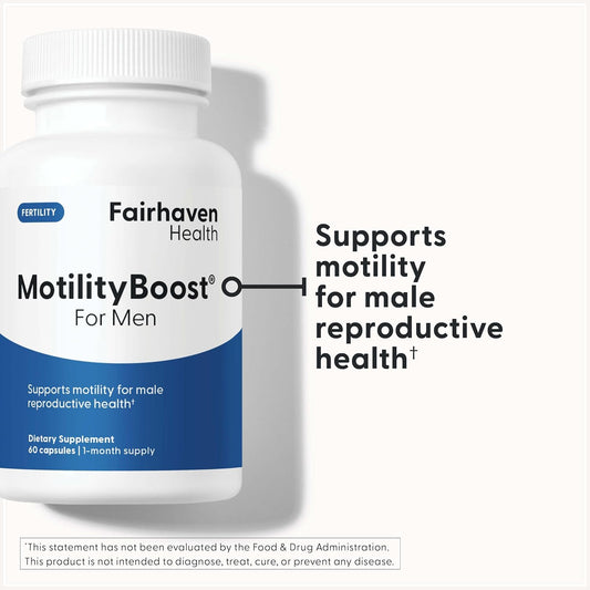 Fairhaven Health detalle de cápsula MotilityBoost textura y tamaño