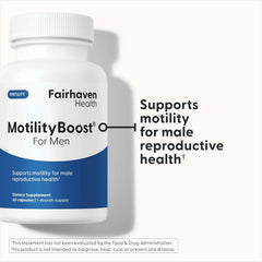 Fairhaven Health detalle de cápsula MotilityBoost textura y tamaño