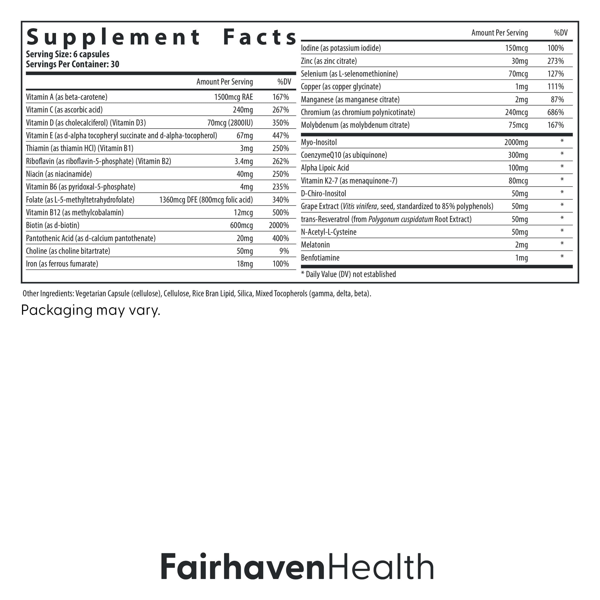 Fairhaven Health representación de ingredientes clave y su función antioxidante