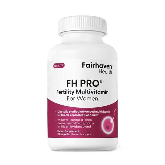 Fairhaven Health botella frontal FH Pro for Women mostrando diseño y confianza