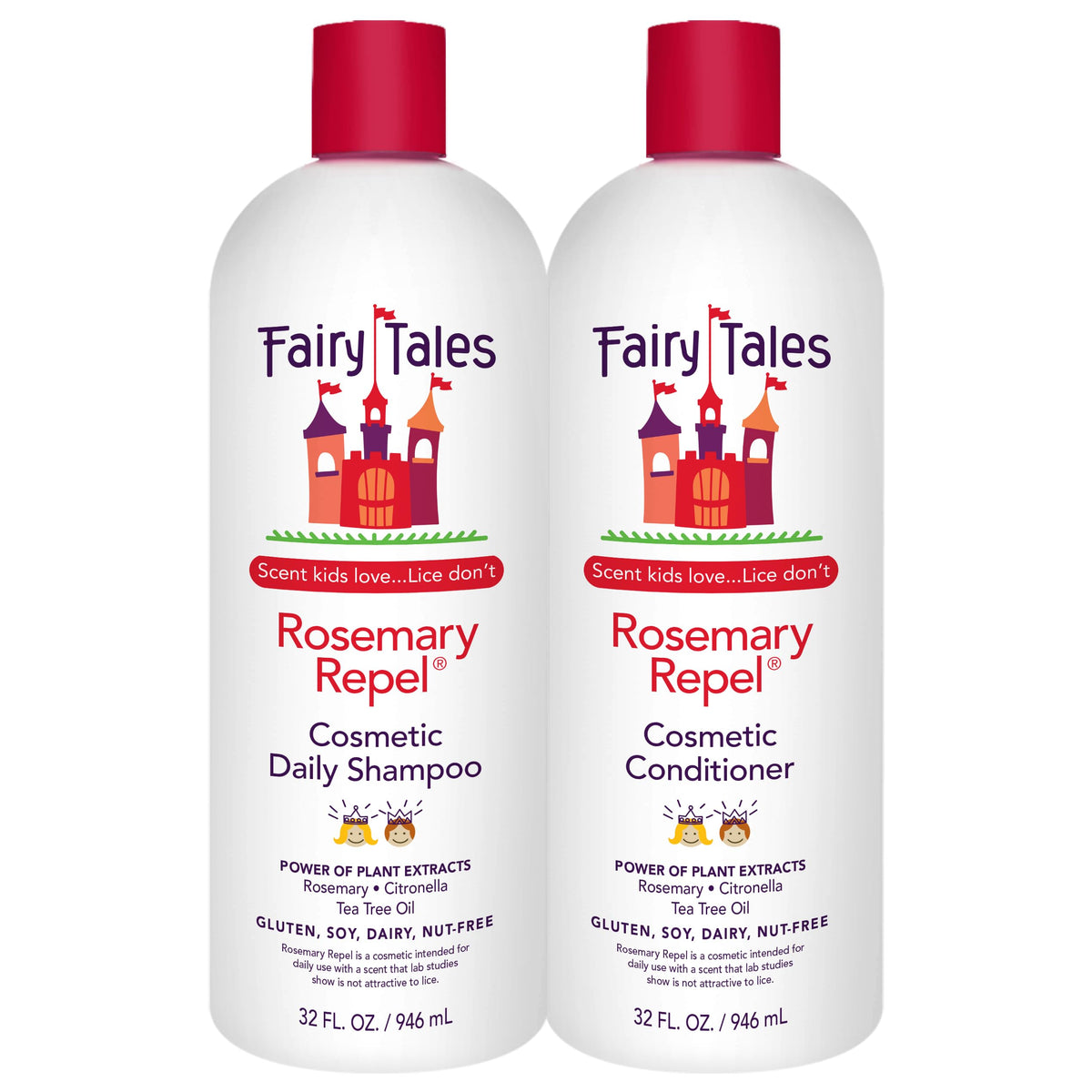 Fairy Tales dúo frontal mostrando botellas grandes y beneficio de suministro prolongado