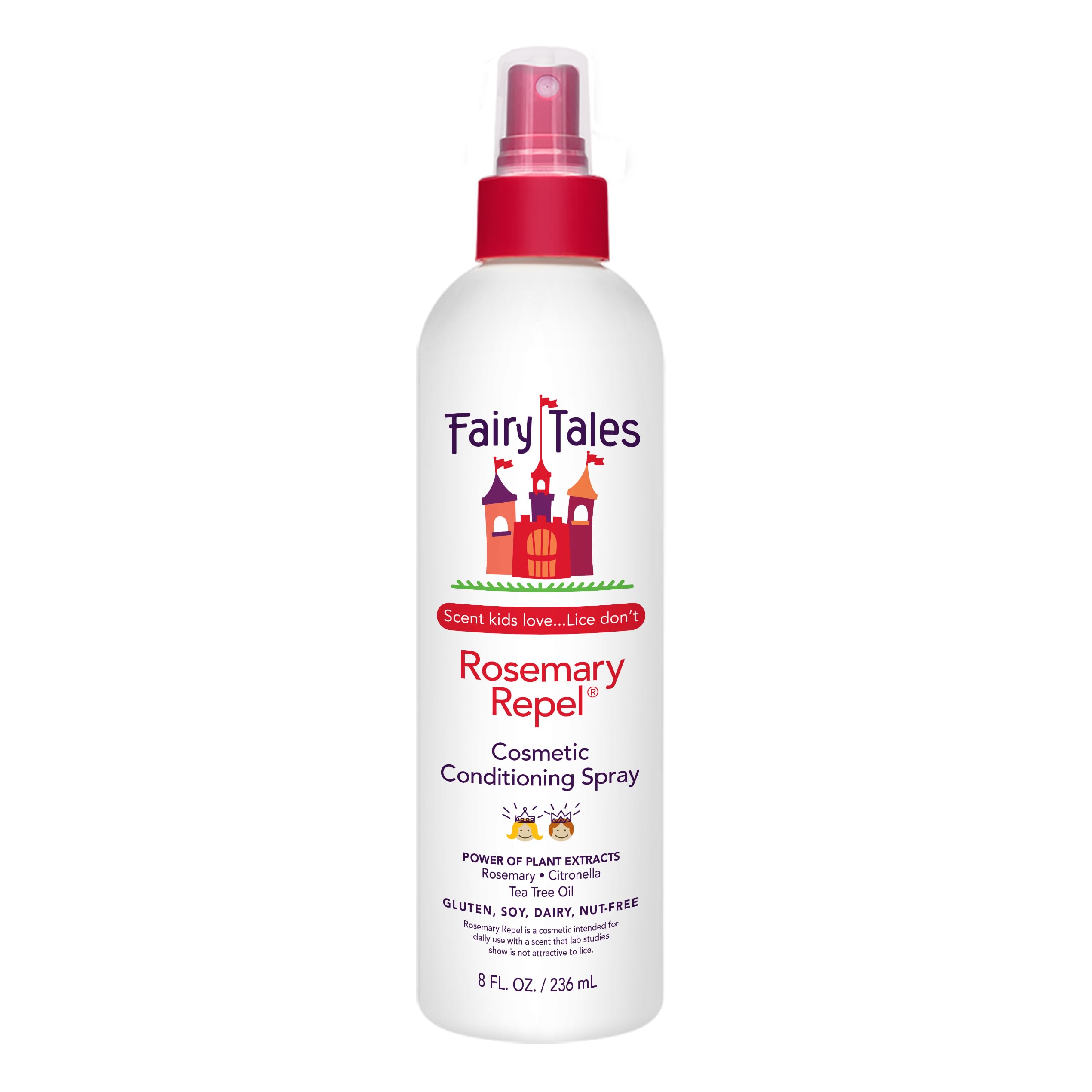 Fairy Tales spray frontal del envase mostrando diseño y beneficio desenredante