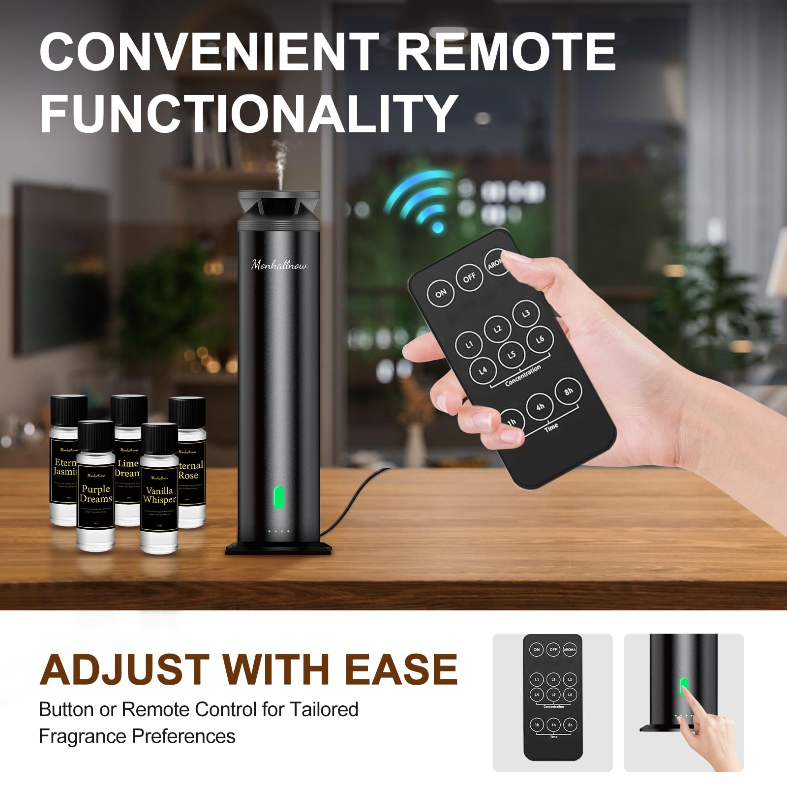 Fajuod control remoto en mano, permite ajustes convenientes a distancia
