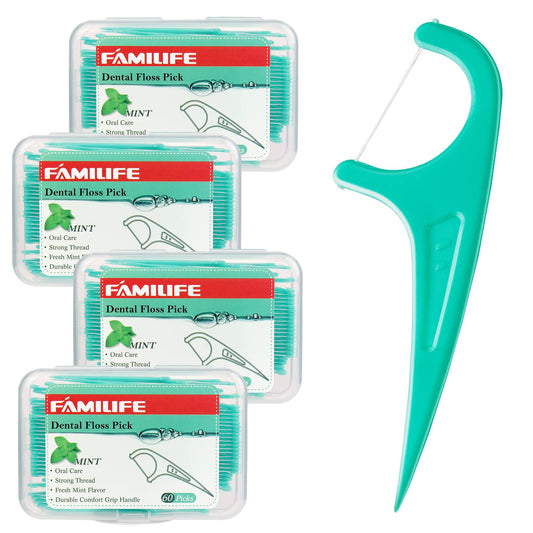 FAMILIFE pack frontal mostrando 240 unidades y 4 estuches para higiene portátil