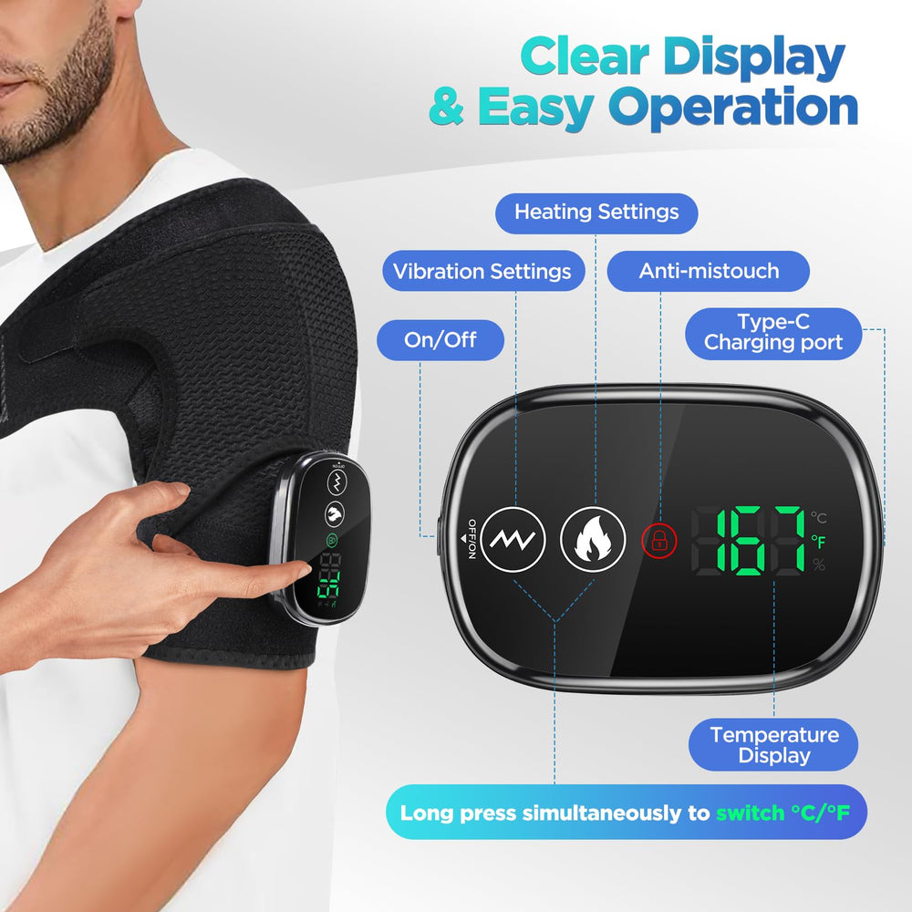 FAMILY HEALTH pantalla LED y controles táctiles claros para seleccionar calor y vibración