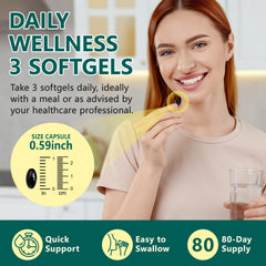 FANSHI softgels junto a regla para comparar tamaño y dosis