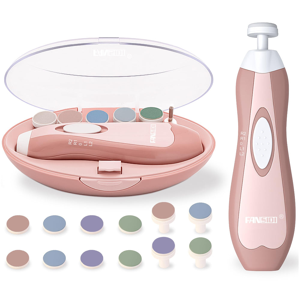 FANSIDI vista frontal del dispositivo rosa y su estuche, práctico para viajes