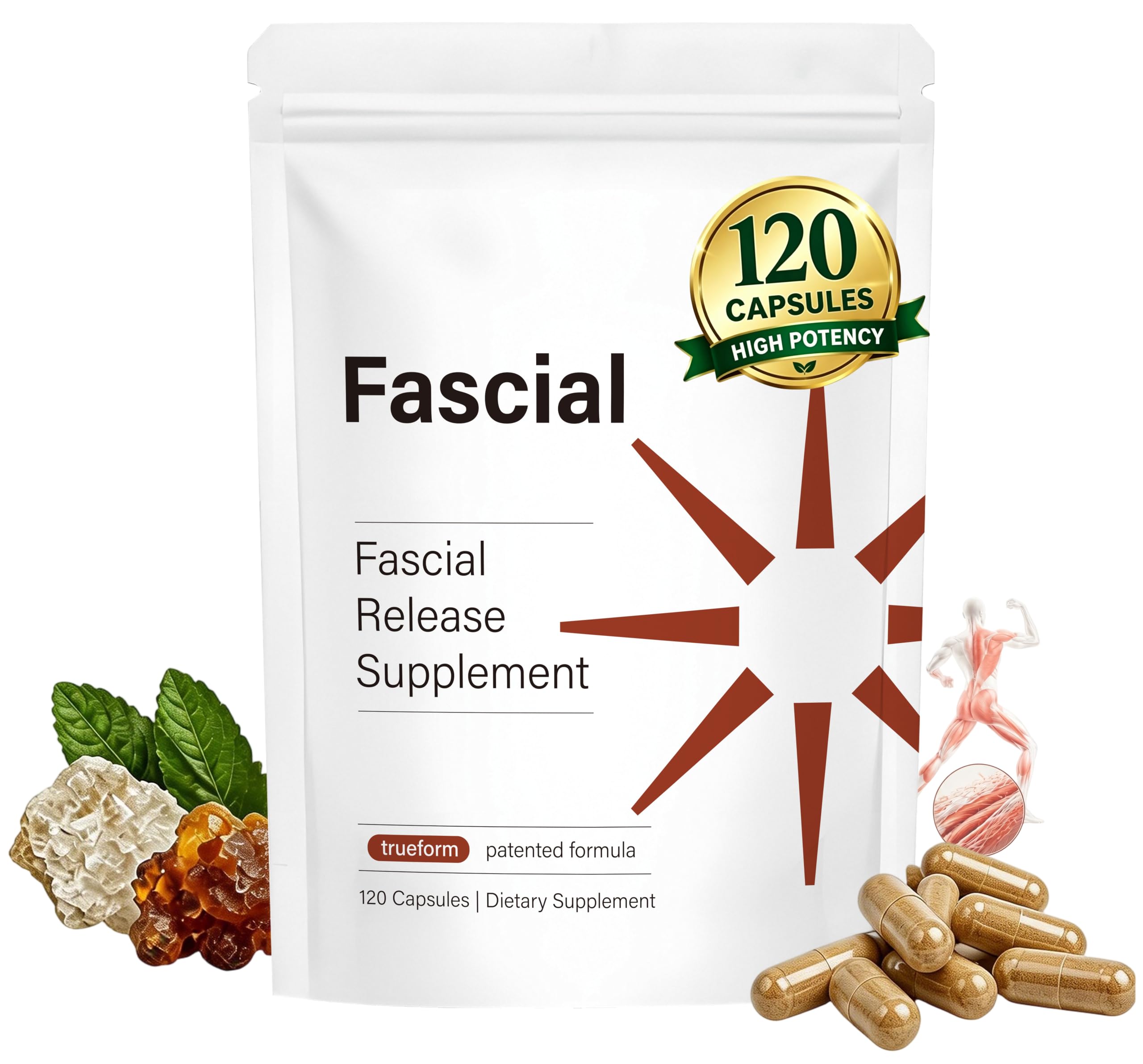 Fascial envase frontal mostrando la marca y beneficio de soporte fascial