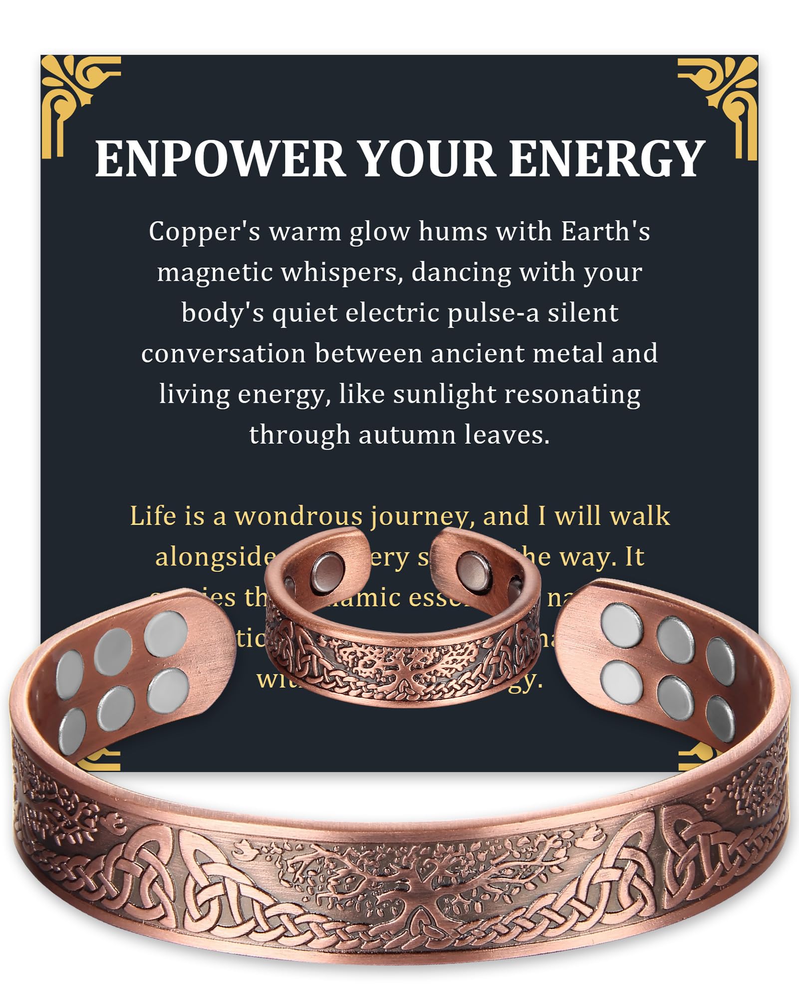Fashtour pulsera cobre vista frontal con acabado pulido y forma ajustable