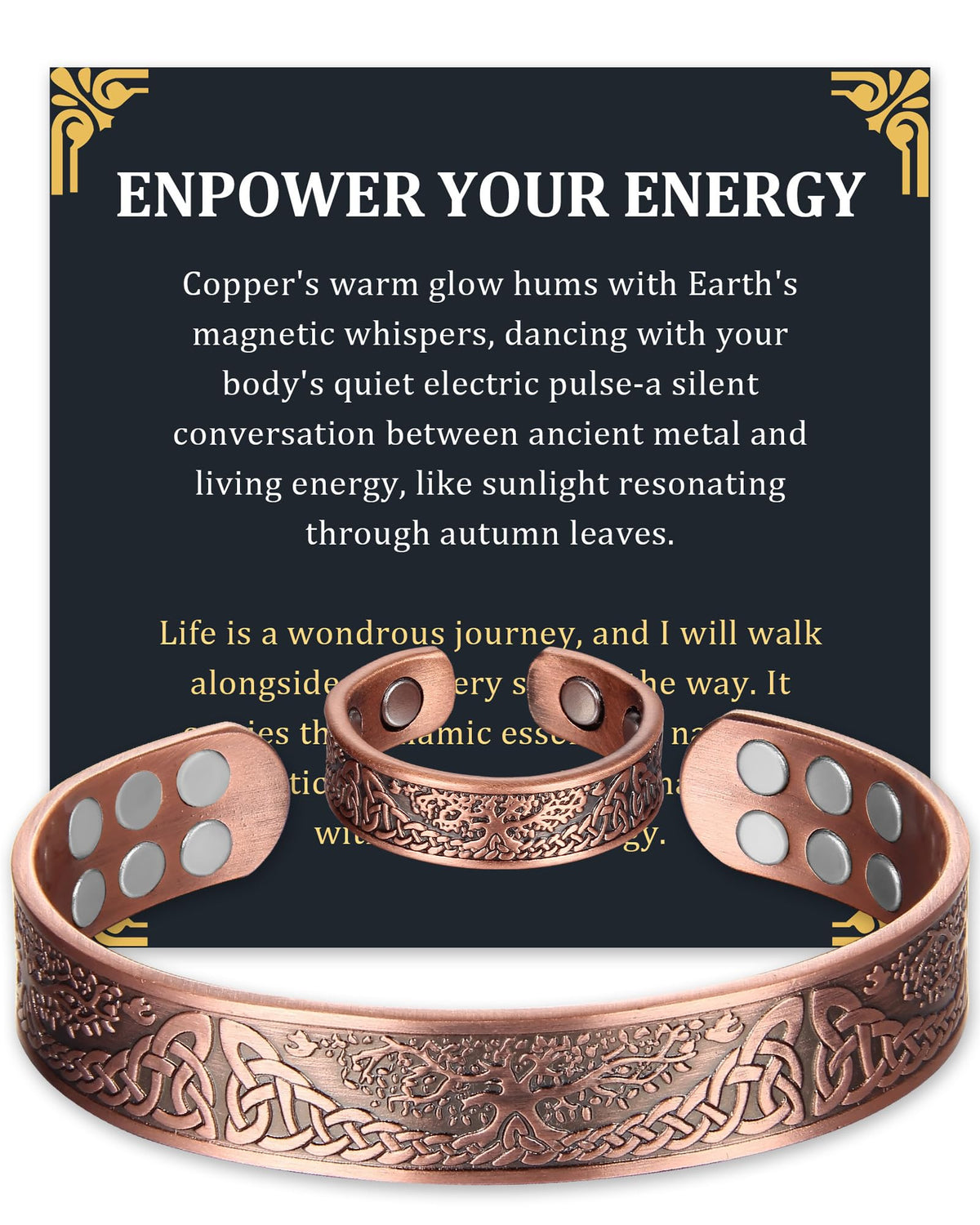 Fashtour pulsera cobre vista frontal con acabado pulido y forma ajustable