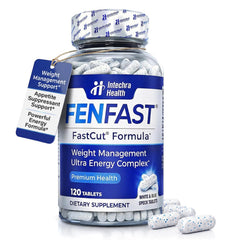 FASTCUT envase frontal mostrando 120 tabletas y conveniencia