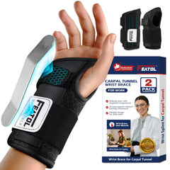 FEATOL empaque frontal mostrando el conjunto de 2 muñequeras y beneficios