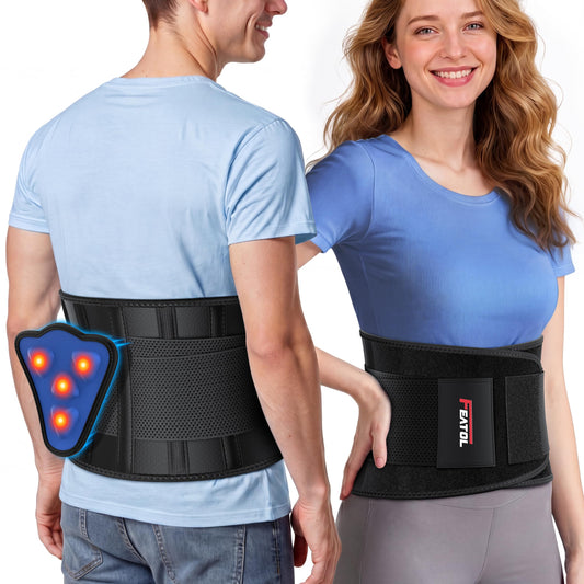 FEATOL vista frontal del cinturón lumbar con ajuste y soporte