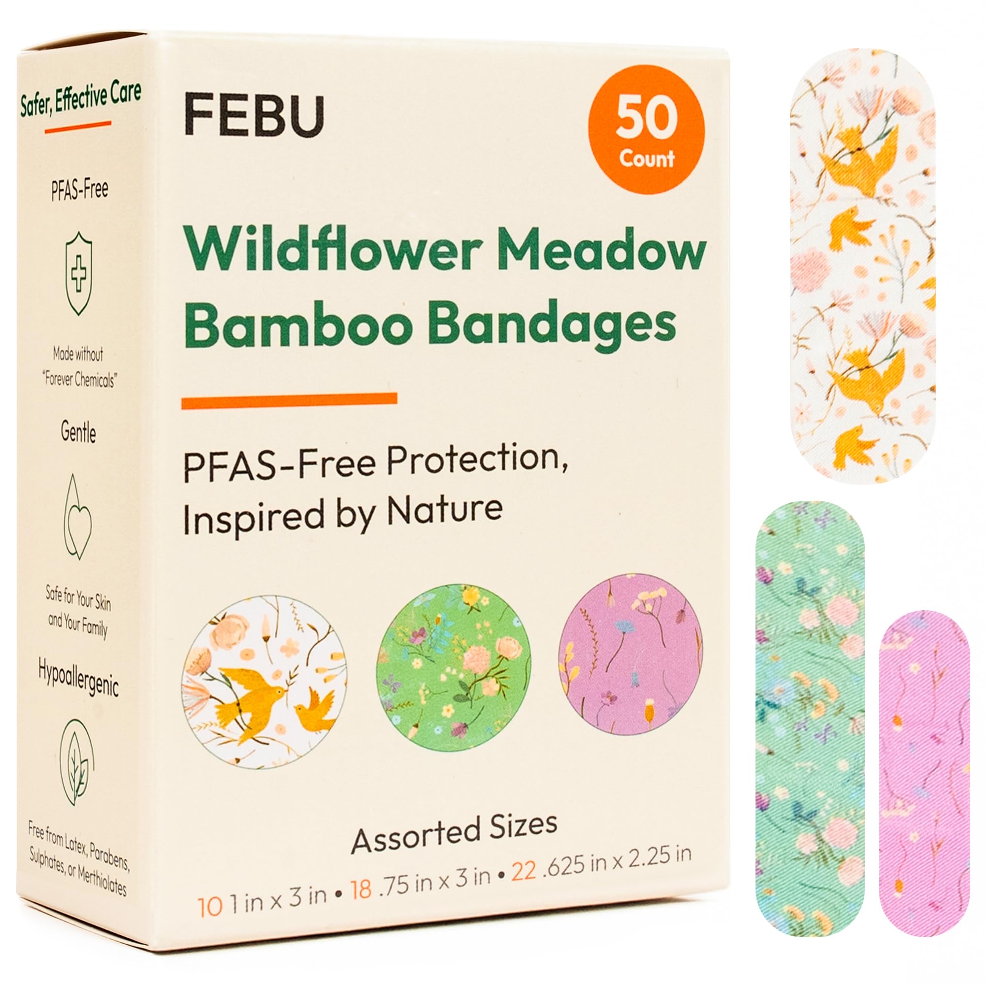 FEBU empaque frontal con diseño Pradera Silvestre, protección estética
