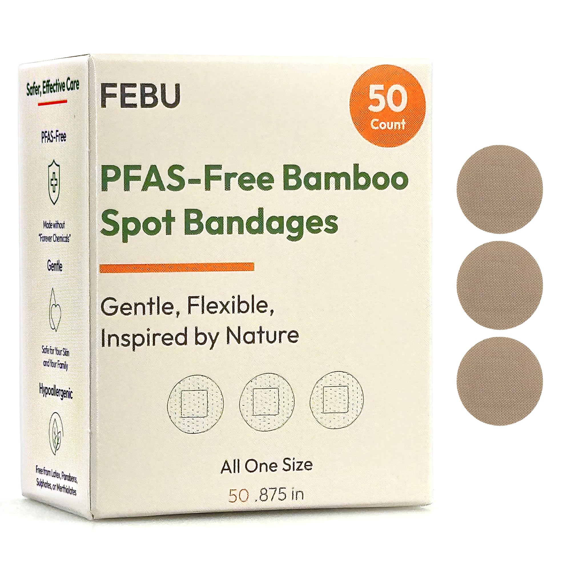 FEBU paquete frontal con 50 vendas redondas, protección discreta